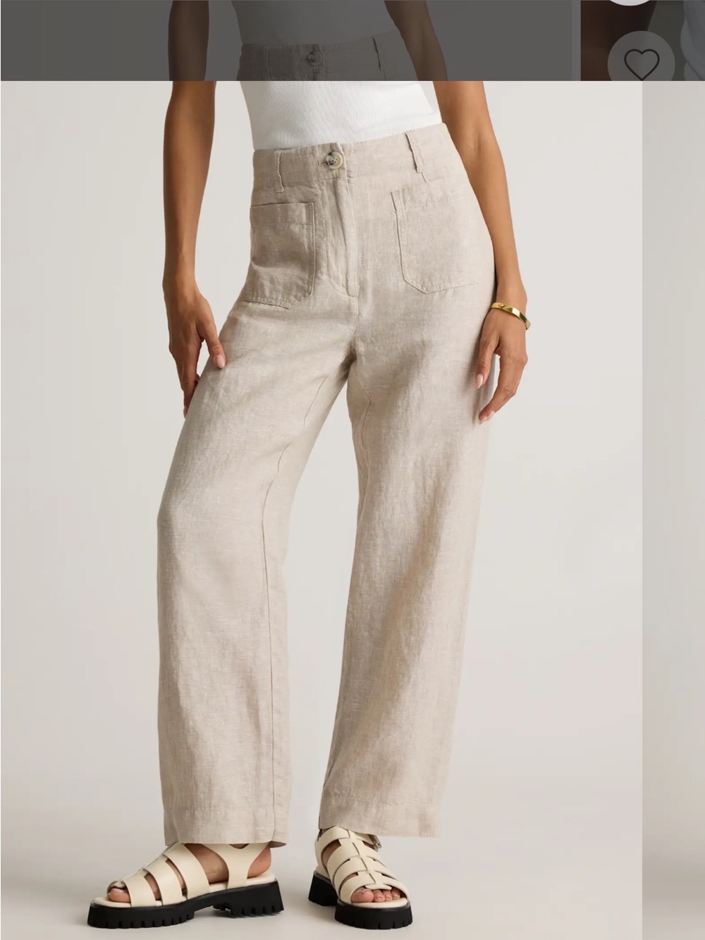 Quince Cream High-Rise Wide-Leg Linen Pants 8 - Picture 4 of 7